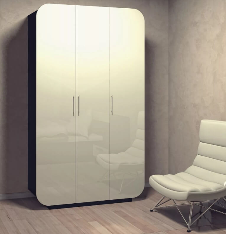 /Белый глянцевый распашной шкаф №268 3-х дверный на заказ